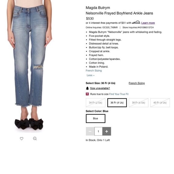 Magda Butrym Nelsonville Frayed Boyfriend Ankle Jeans Size 4 - Picture 3 of 11